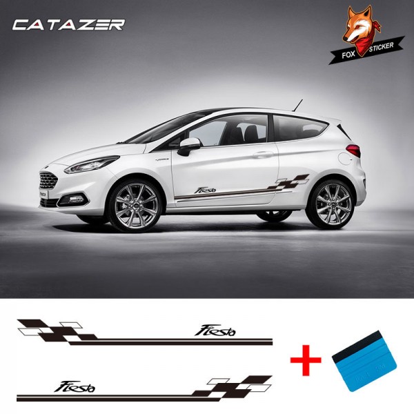 Car Accessories Car Vehicle Auto Decals Wraps Body Graphics Fiesta Vinyl Car Van Styling Side Stripes Sticker for Ford Fiesta